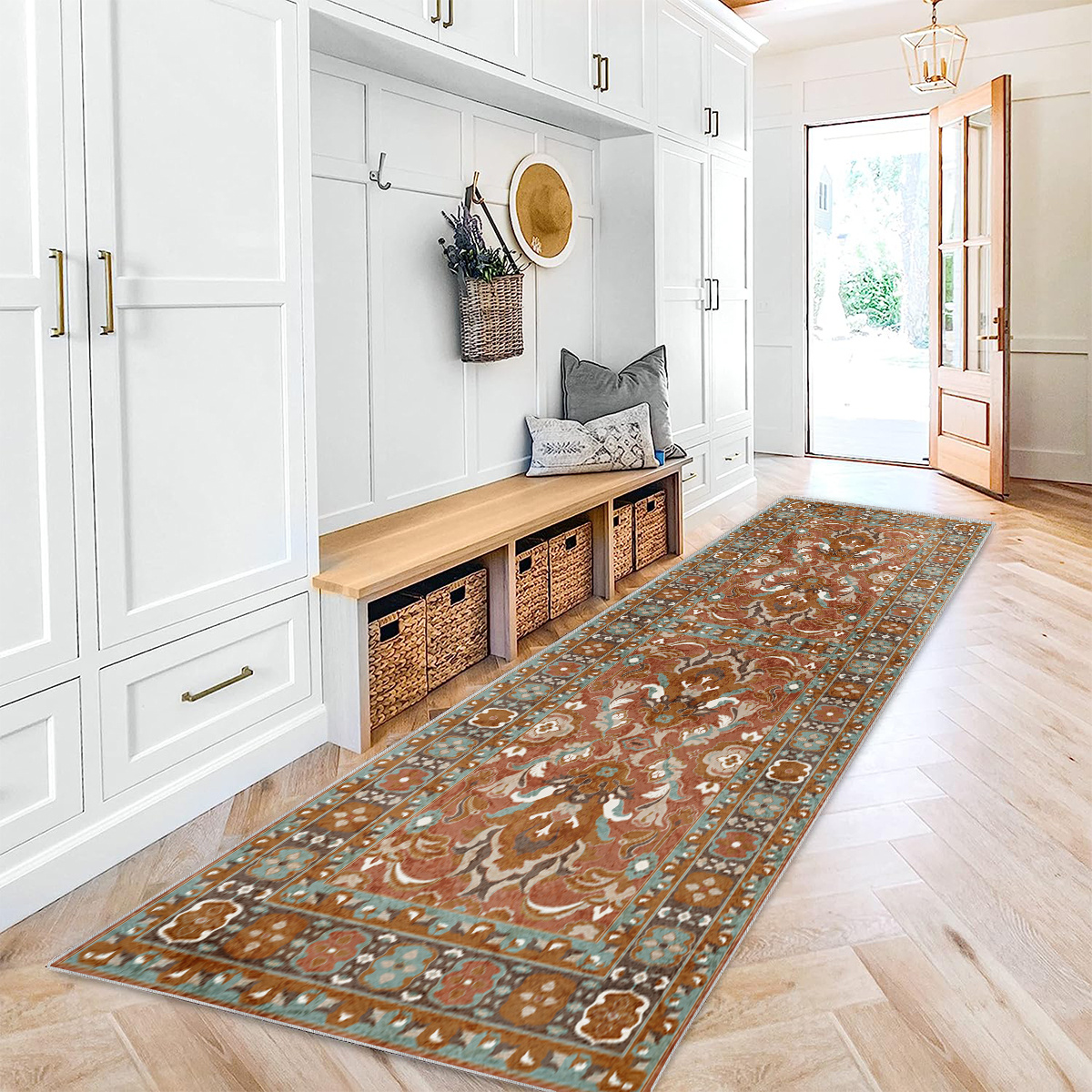 Kitchen Runner Rugs, Entryway Brown Runner Rugs, Modern Long