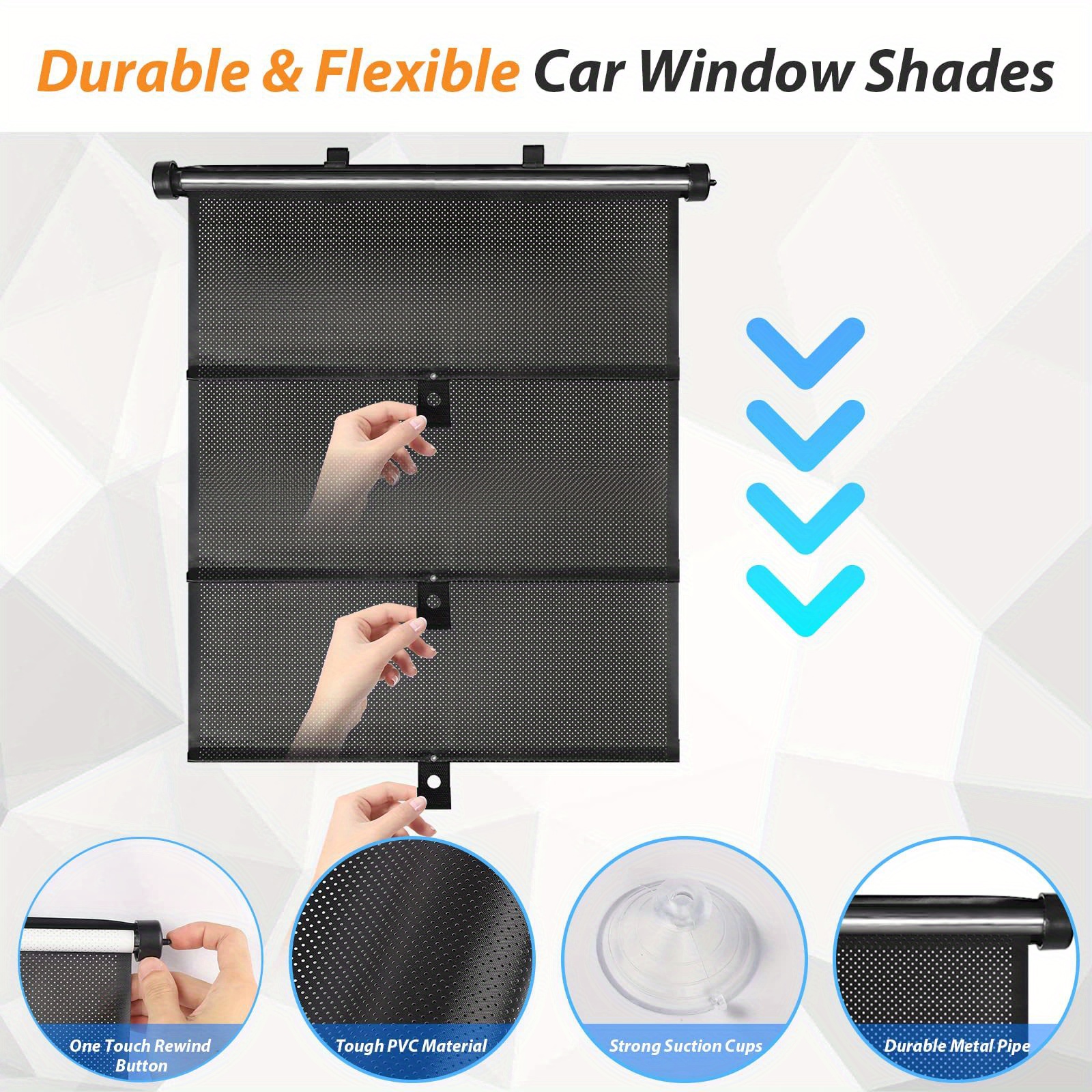 2 Packungen Auto-Seitenfenster-Sonnenschutz, Einziehbare Fensterblenden Für  Das Auto, Blockiert Hitze Und UV-Strahlen, Blendschutz