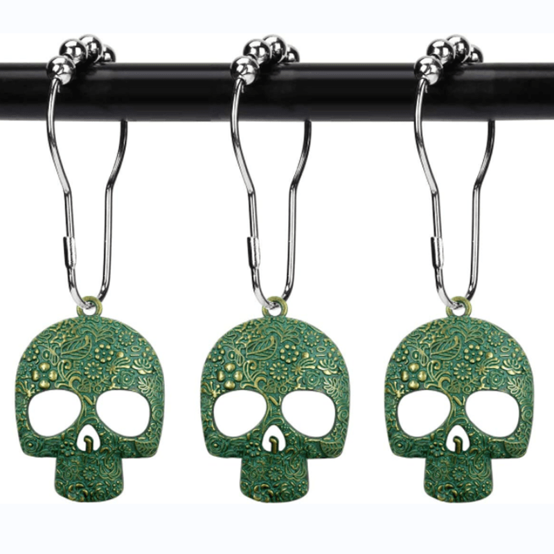 Skeleton Shower Curtain Hooks Rust Proof Decorative Silver Set of