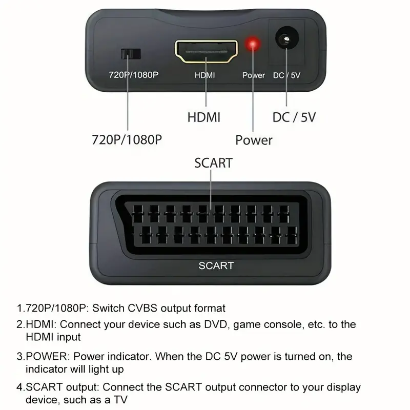 Scart Video Audio Upscale Converter Signal Adapter Usb Cable Hdtv Sky Box  Stb Dvd 1080p - Smart Home - Temu