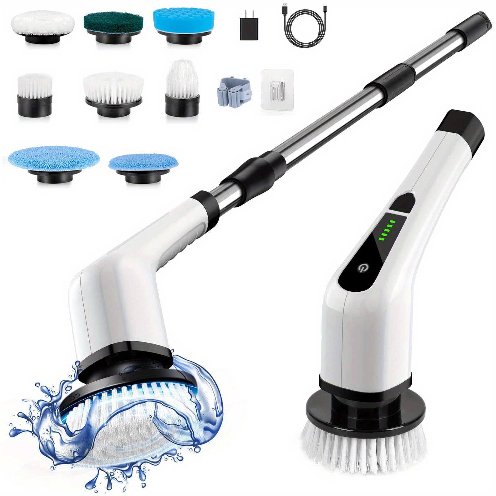 Electric Spin Scrubber Cordless Cleaning Brush with 7 Replaceable Brush  Heads