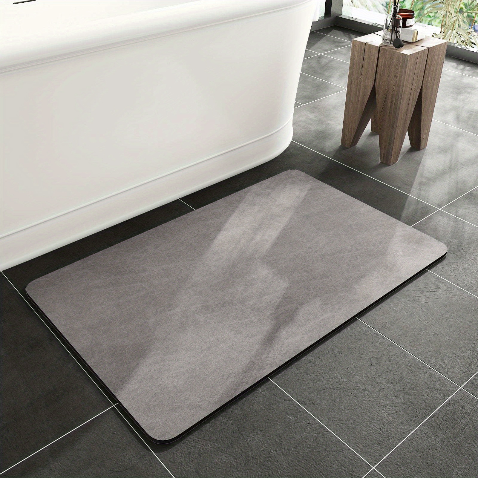 TEMU Bath Mat, Super Absorbent Soft Diatomite Bath Mat, Quick-dry Bath Mat, Non-slip Rubber Base Bath Mat, Thin Door-friendly Bath Mat