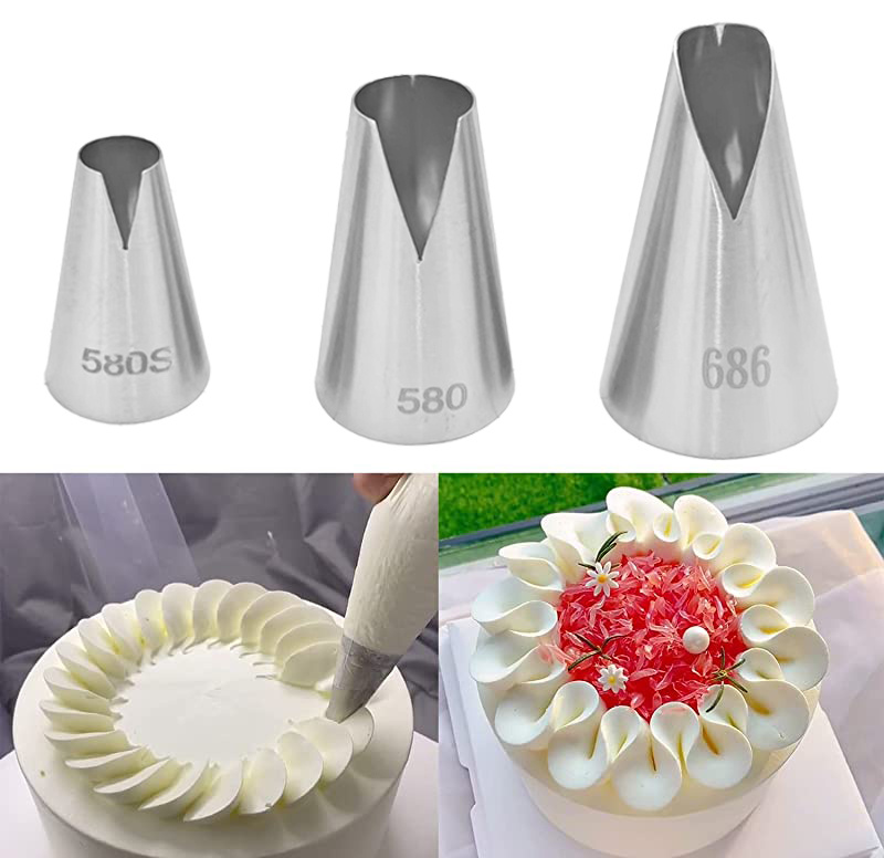 3pcs stainless steel v shaped pastry tips for perfectly pipped cupcakes and     icing nozzle tips for frosting and puff making essential baking tools and kitchen accessories details 0