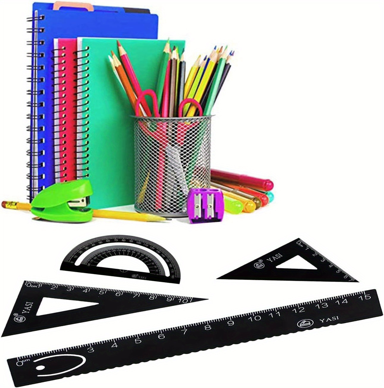 Math Geometry Tool Steel Scale Ruler Set Triangular Ruler + Temu