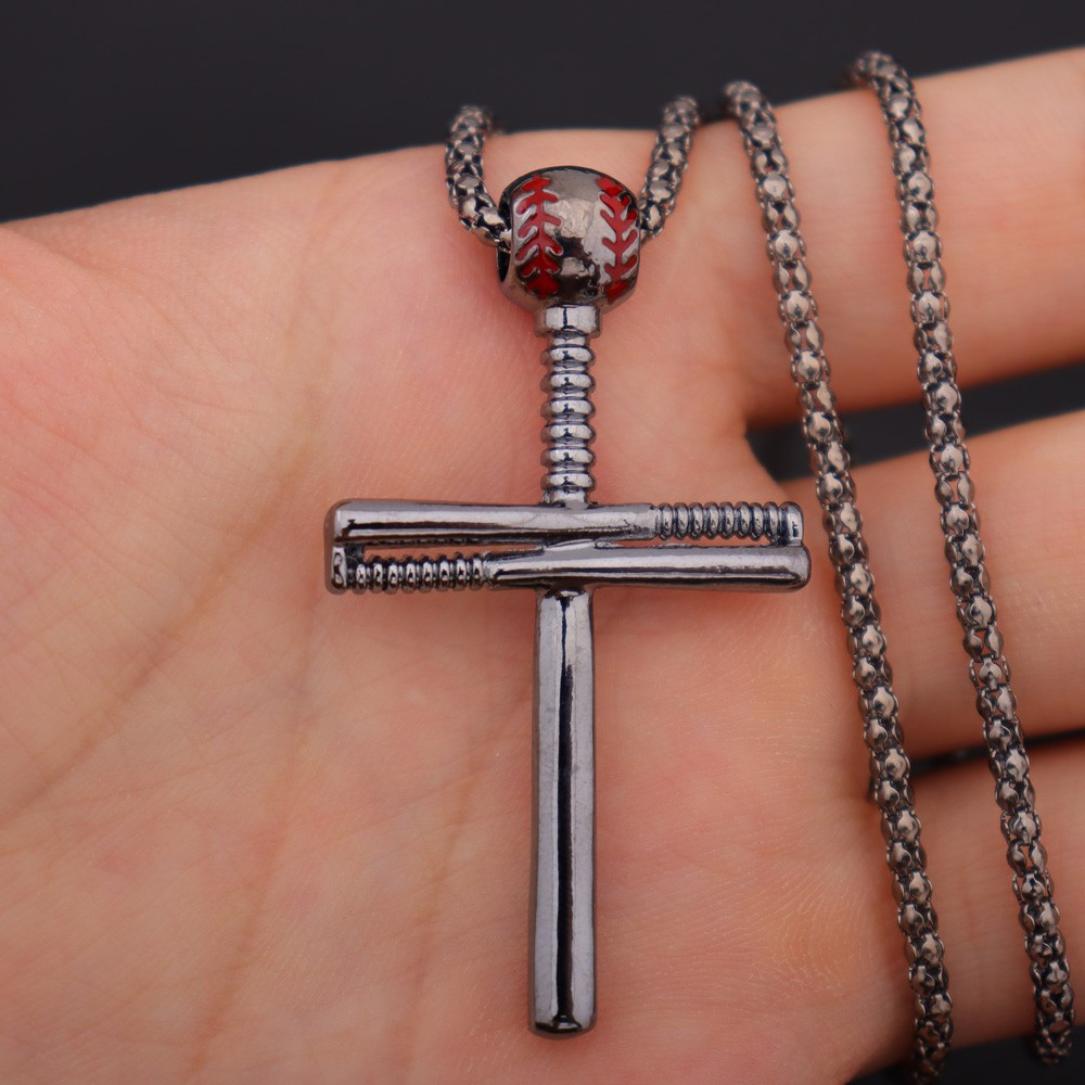 Cross necklace deals for men baseball