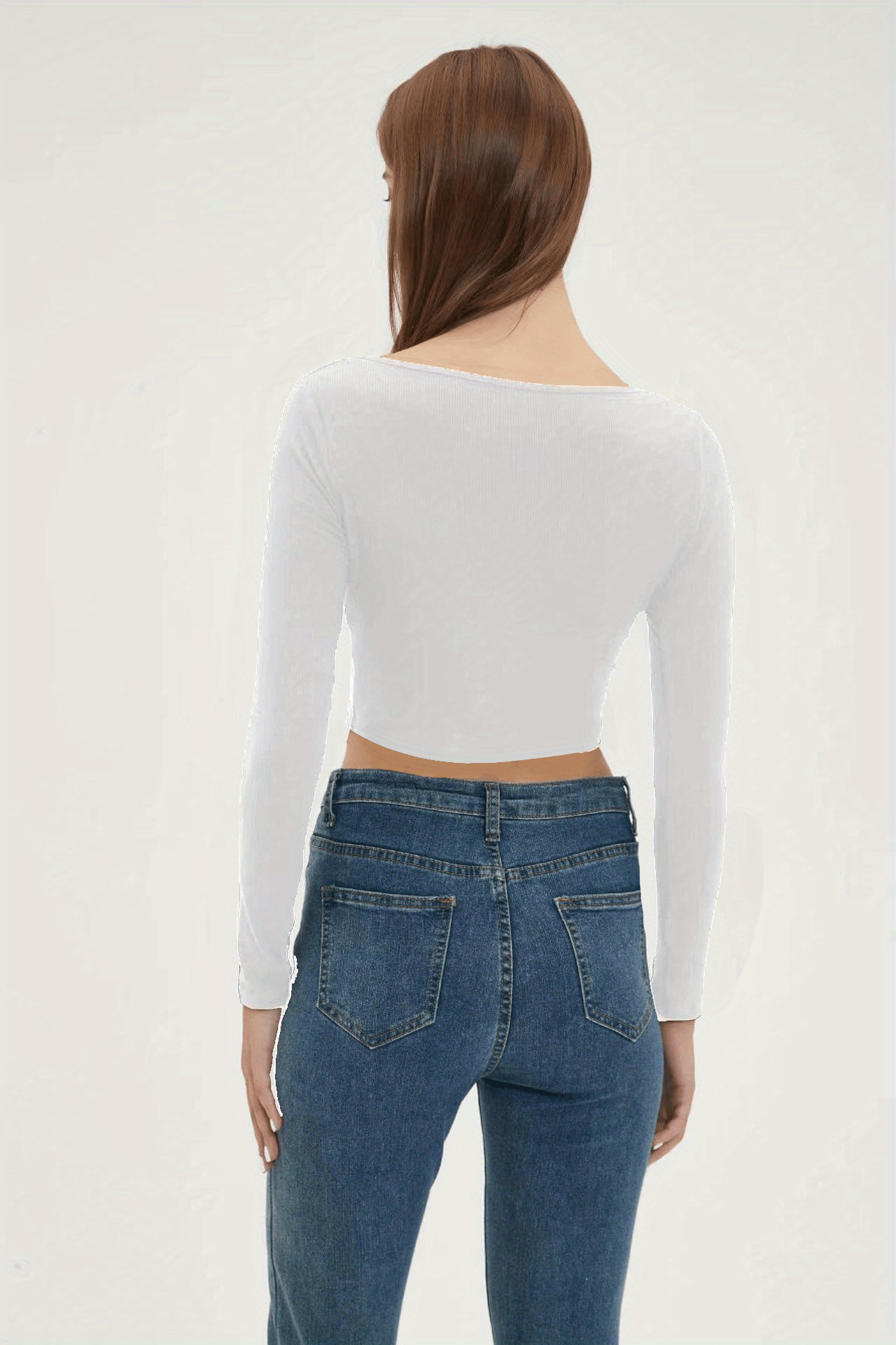 Basic Skinny Stretchy Crop T shirt Long Sleeve Square Neck Temu