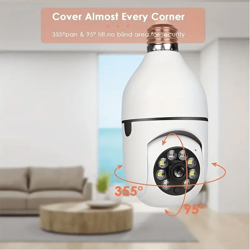 smart home security camera hd 1080p wifi e27 light bulb camera with dual band 5g alexa google home compatible motion detection two way audio visual active defense alarm notifications no tf sd card required details 3