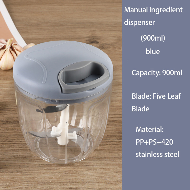 Food Chopper 900ml, Steel Large Manual Hand-Press Vegetable Chopper Mixer  Cutter