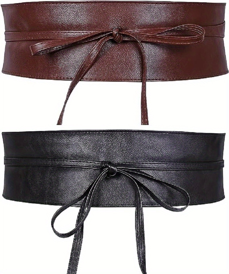 Plus Size Brown Obi Belt Vintage Wide Bowknot Corset Belt - Temu