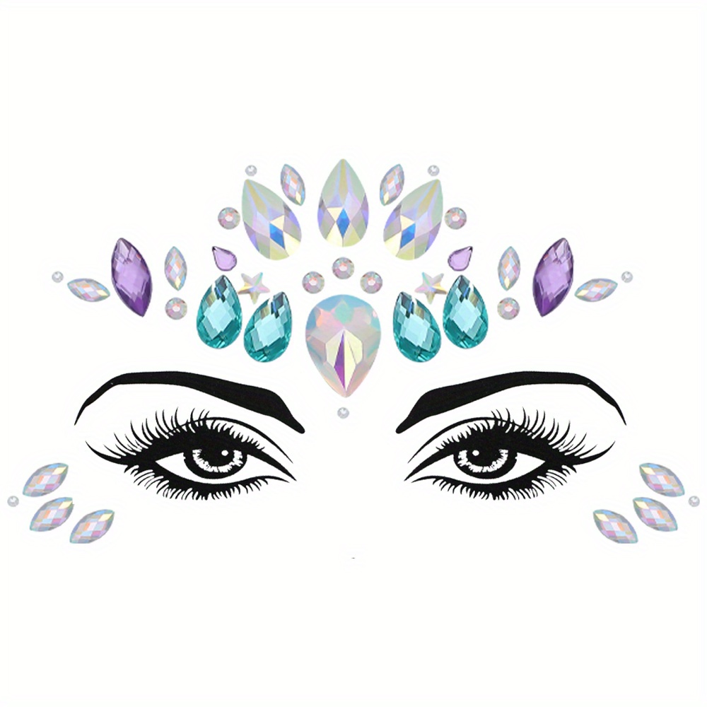 Face Gems Adhesive Glitter Acrylic Jewel Sticker Festival Party