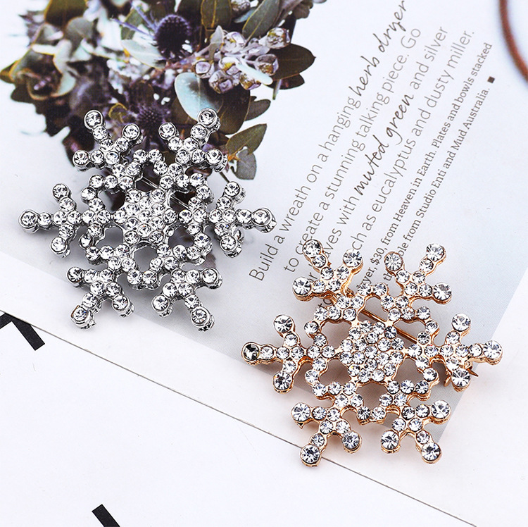 Snowflake Brooch Rhinestone Pins Christmas New Year Flower Party Brooch Gift for Men,Temu