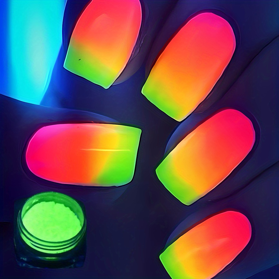 6-Colors Luminous Fluorescent Powder Glow In the Dark Mica Powder Neon  Phosphor Powder Nail Glitter Powder &*
