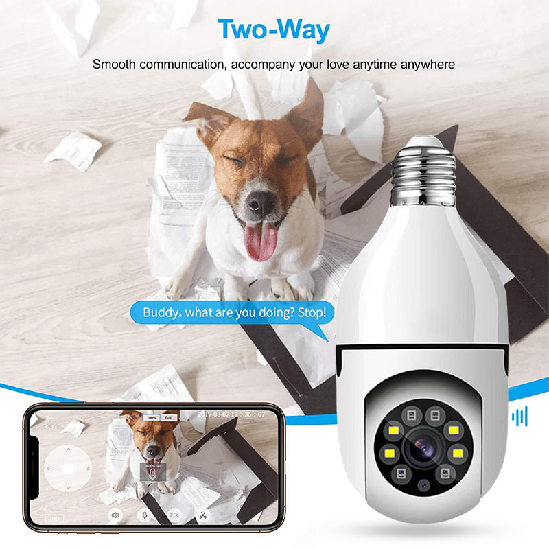 smart home security camera hd 1080p wifi e27 light bulb camera with dual band 5g alexa google home compatible motion detection two way audio visual active defense alarm notifications no tf sd card required details 2