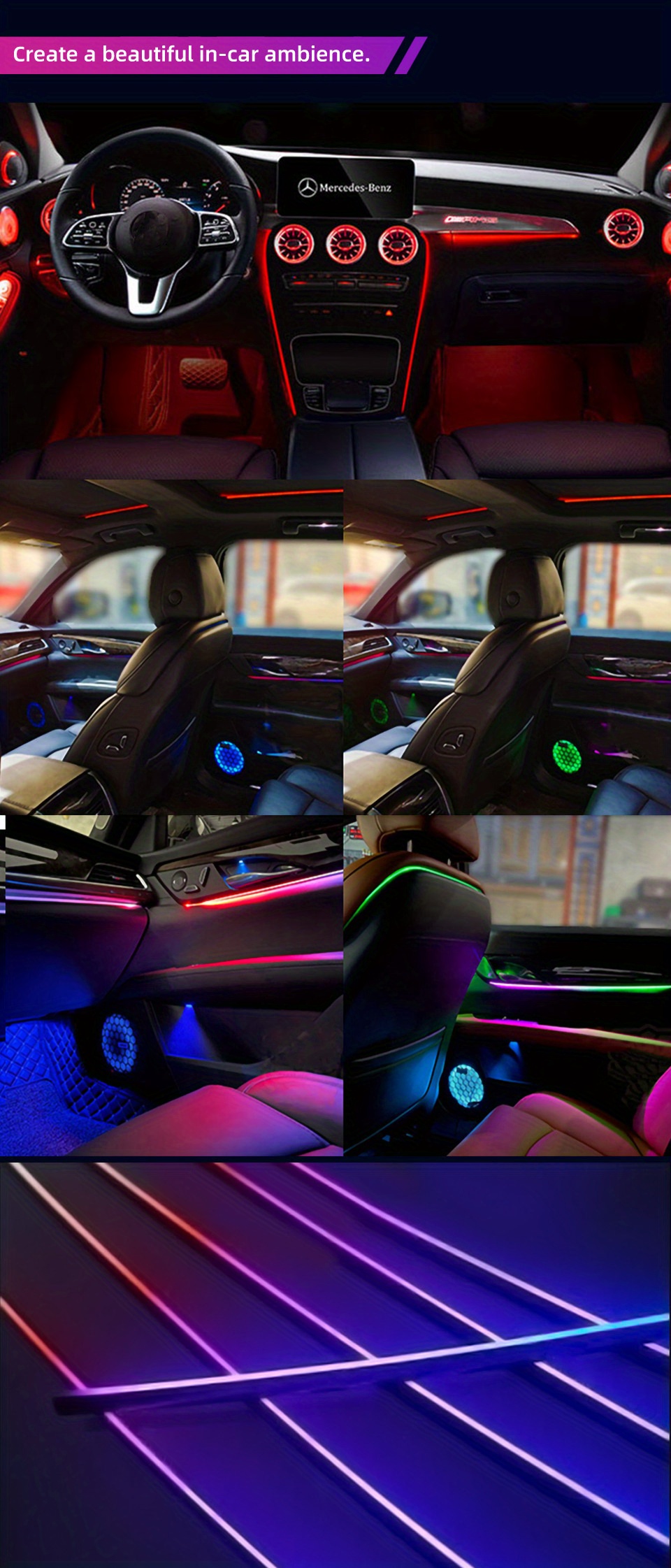 Luce Interna Universale Auto Rgb Colorata In Stile Sinfonico - Temu Italy