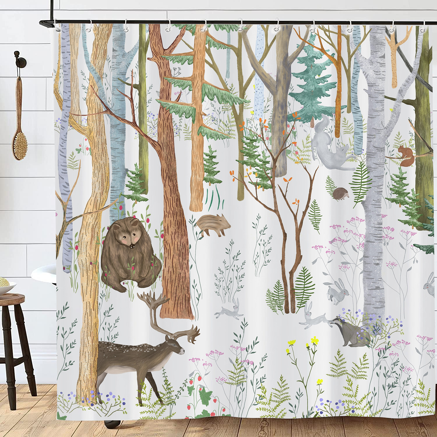 Deer Bathroom Curtain Kids Rustic Fishing Hunting Shower Curtain Women Men  Farmhouse Cabin Wild Animal Decor Bathroom Shower Curtain Set Polyester  Lodge Bathroom Accessories Bathroom 72x72 