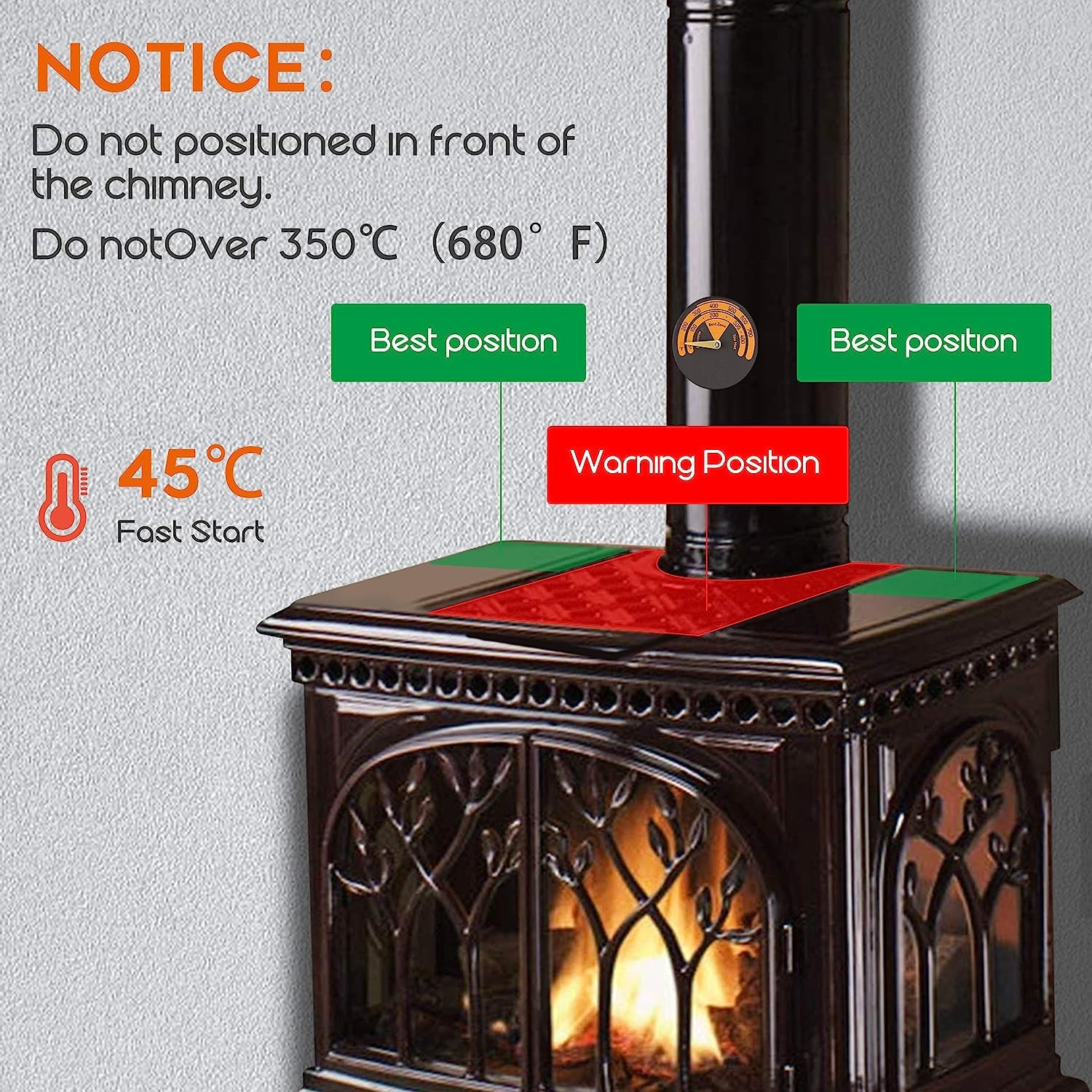 1pc Wood Stove Fan 5 Blades Wood Stove Fan Heat Powered Fireplace Fan ...