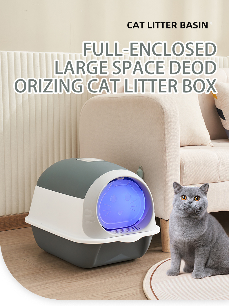 Oval Shaped Cat Litter Box Enclosed Cat Litter Box Front - Temu