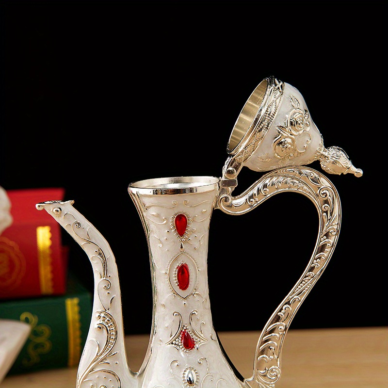 Juego de té de lujo, juego de tetera turca, decoración decorativa para el  hogar, juego de jarra de de metal, juego de vino europeo para Blanco  Macarena Vasos
