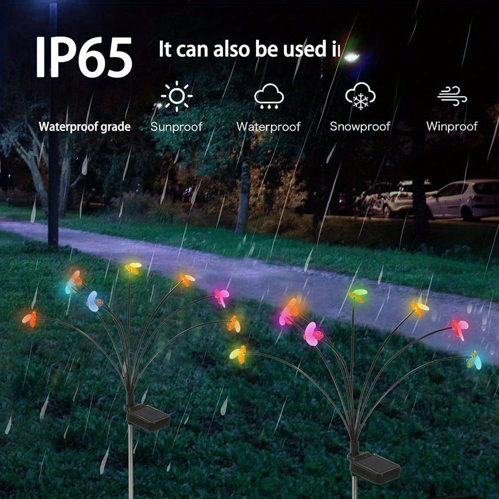 1pc solar garden light solar bee swaying lights away by wind solar outdoor lights colorful light rgb color changing 6 led bee for yard patio pathway garden decorations waterproof solar decorative lights details 5