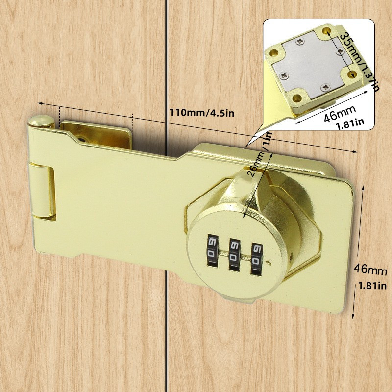 Punch-free Cabinet Door Bolt Locker with Key Drawer Lock Security  Combination Double Door Lock for Office Box Furniture Hardware