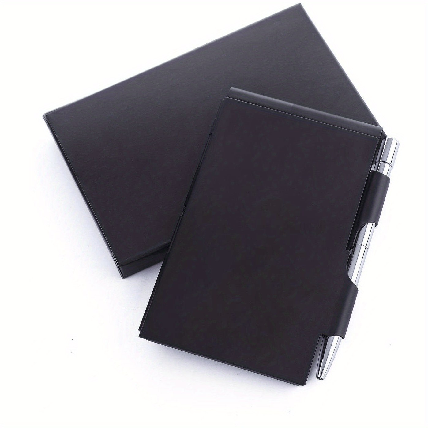 TEMU Vintage-inspired Aluminum Alloy Notebook With Pen - Sleek, Portable & Stylish Mini For Business And Personal Use