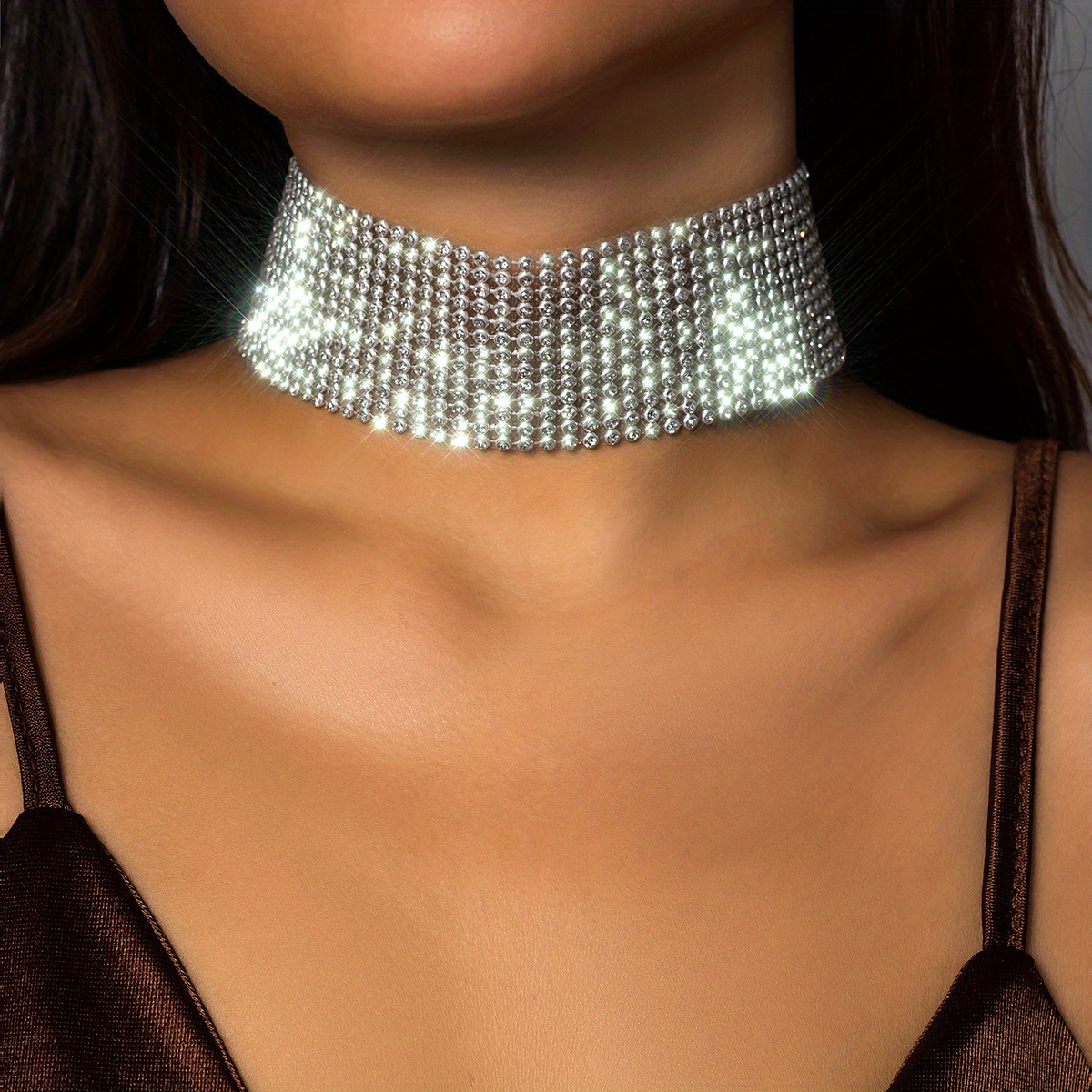 Sparkling Rhinestone Choker Elegant Light Luxury Collar Charm Clavicle  Chain Accessories For Women Girls Gift