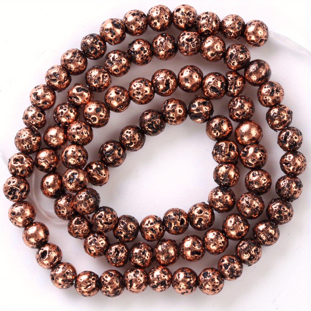 Natural Black Rose Golden Hematite Lava Stone Round Beads - Temu