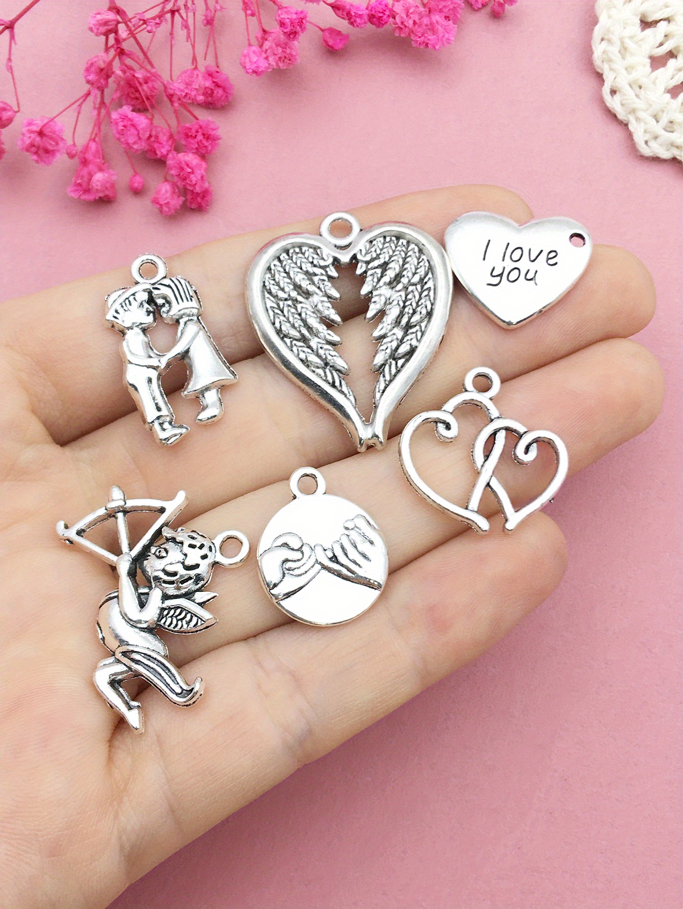 Randomly Mix 20pcs Antique Silver Heart Charms Pendants For Jewelry Making  Findings Wedding Valentine's Day Mother's Day Charms Crafting Accessory For