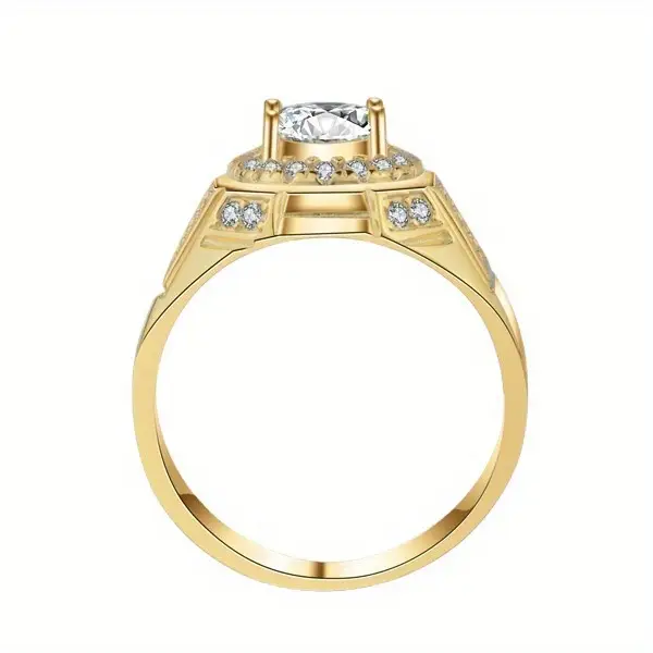 trendy simulation zircon ring plated 18k gold business men's - Temu Canada