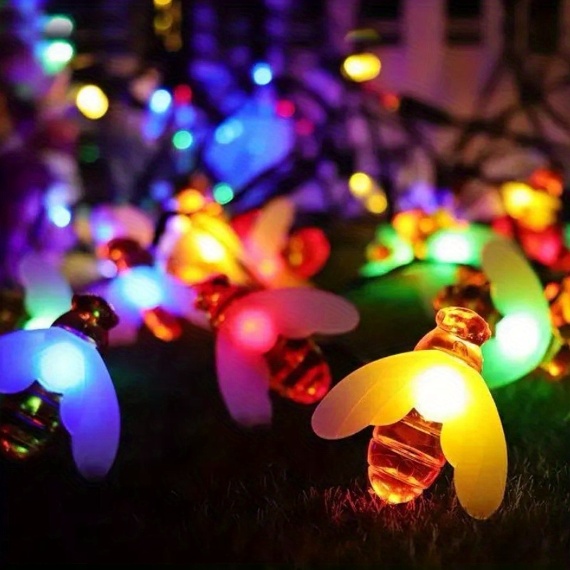 1pc solar garden light solar bee swaying lights away by wind solar outdoor lights colorful light rgb color changing 6 led bee for yard patio pathway garden decorations waterproof solar decorative lights details 2