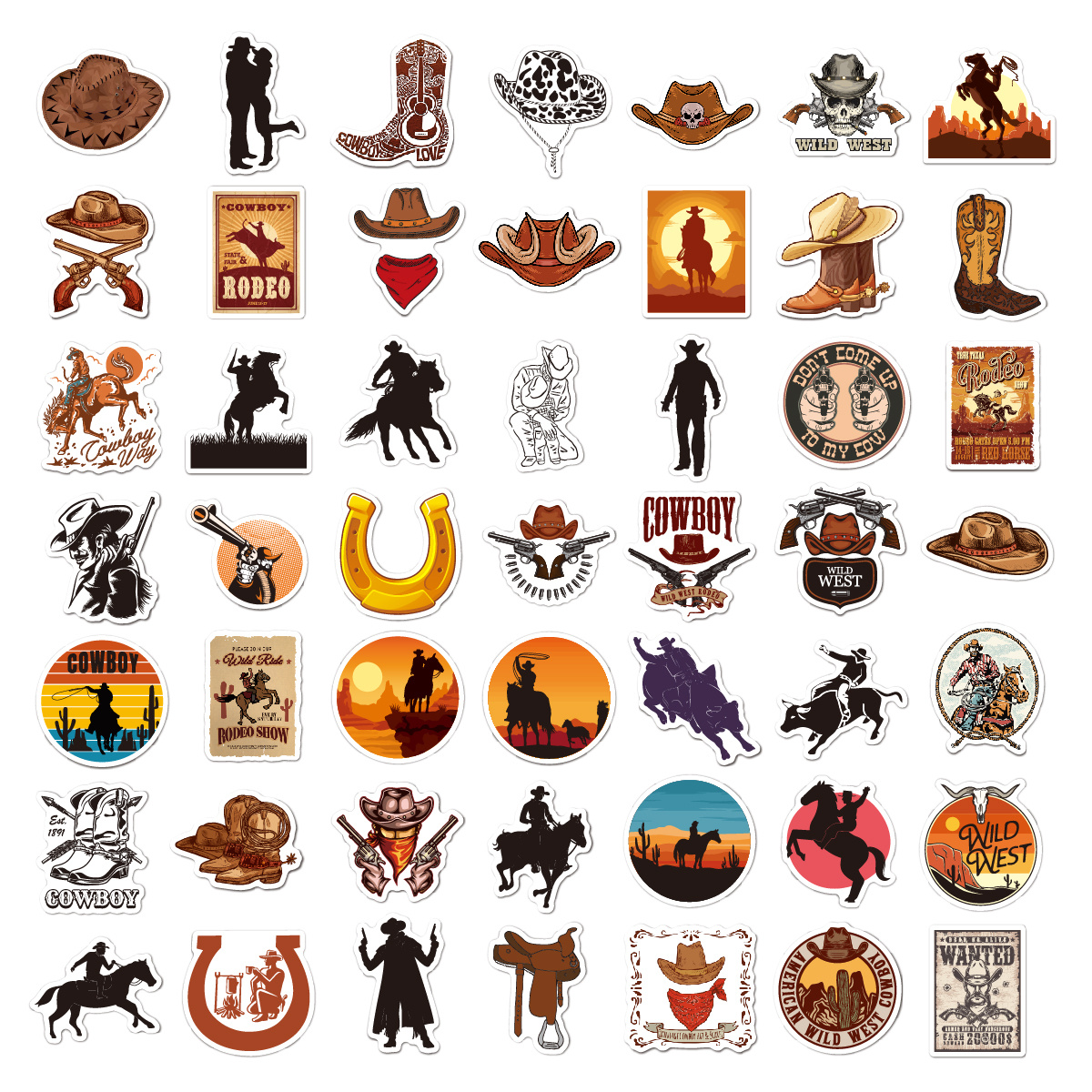 60/120Pcs Wild Cowboy Mexico Style Cartoon Lable Stickers For Car Helmet  Luggage Bicycle Guitar Decal