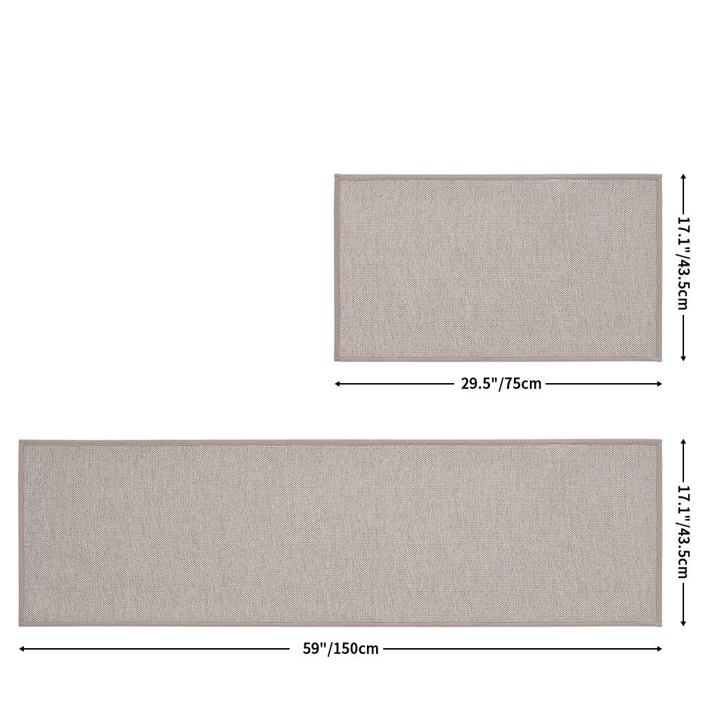 DEXI Kitchen Rugs and Mats for Floor Non Skid Washable Runner Rug in Front  of Sink, Laundry Room, Hallway, 17x29+17x59, Gray Beige
