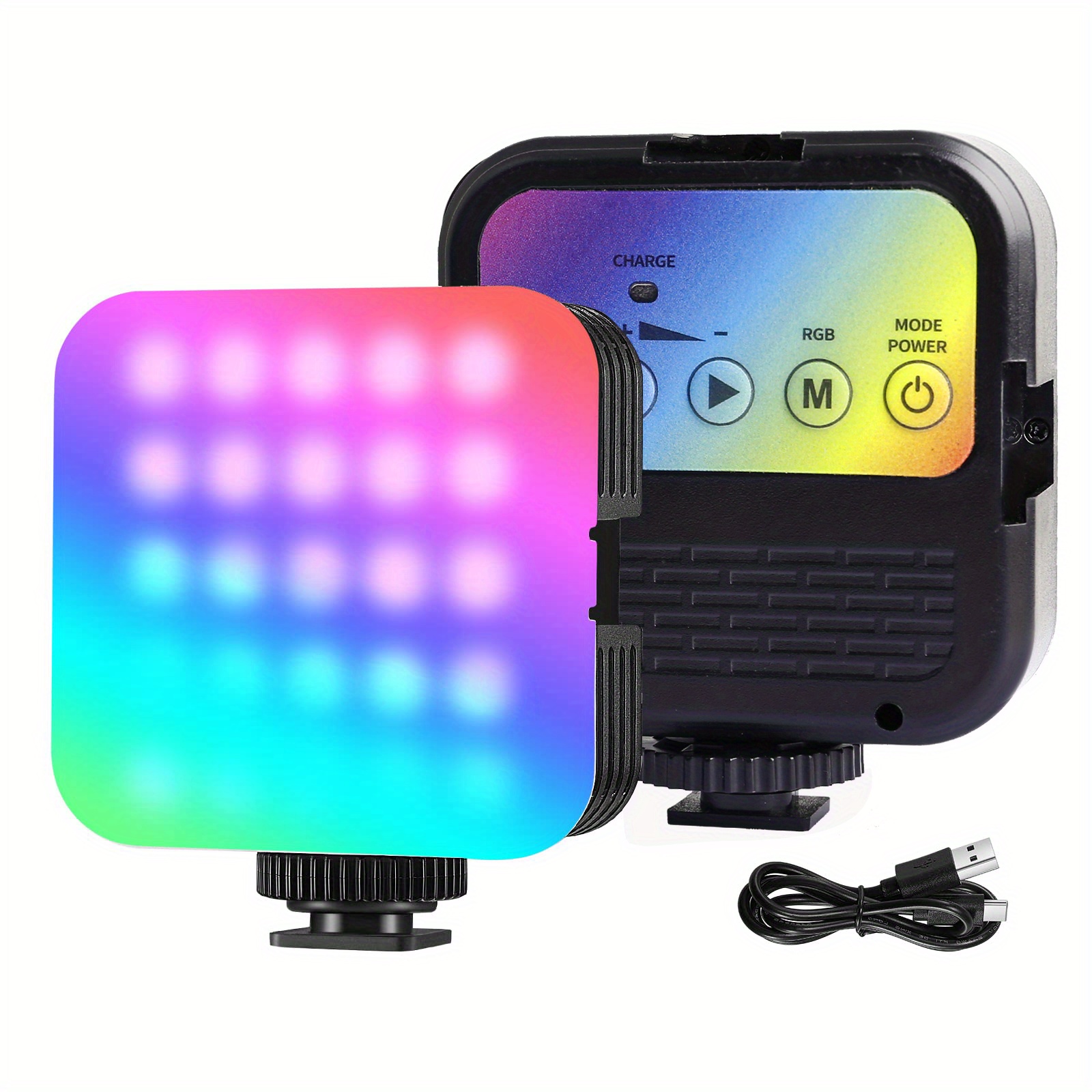 1pc RGB Video Light, Portable LED Camera Lights, 360° Full Color  Photography Lighting W 3 Cold Shoe, 1800mAh Rechargeable On-Camera Video  Light, Panel