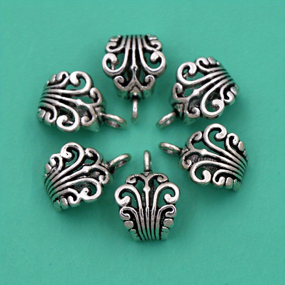 Image of Lzsilvery 10pcs Pendant Clasp Bail Beads Charms Connectors Loose Spacer Bead Alloy Tube Bead Hanger Charm For Jewelry Making Diy Necklace Bracelet Fit Charm Bracelet Pendants