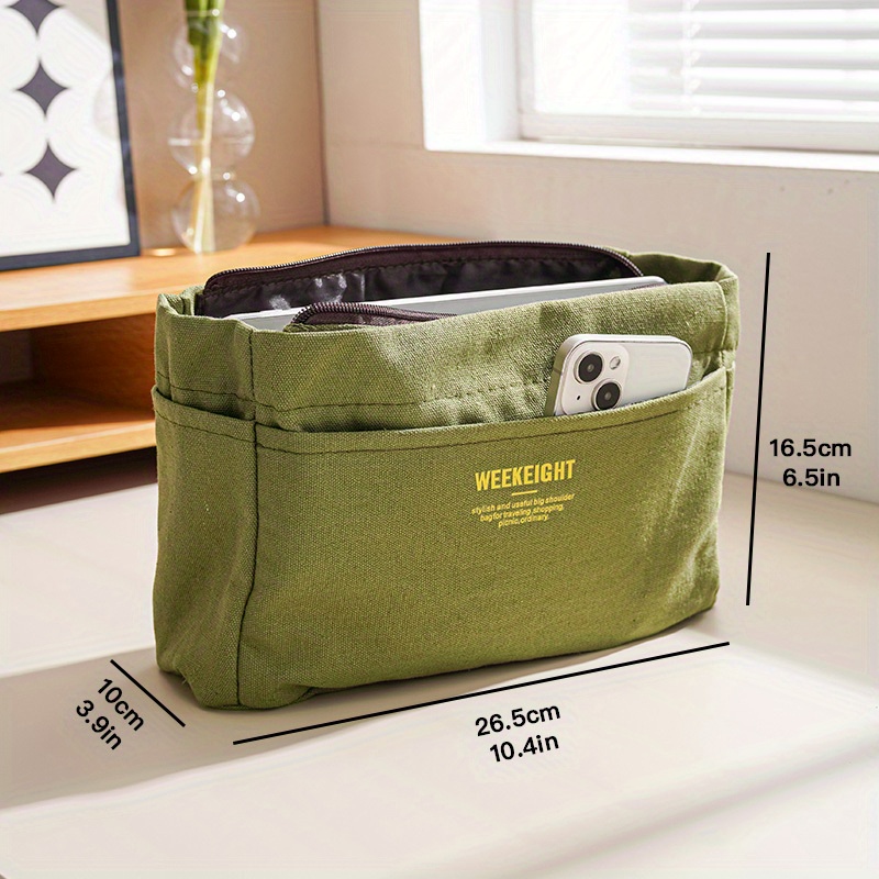 Multi-pocket Organizer Insert Bag, Felt Cloth Zipper Cosmetic Storage Bag,  Lightweight Portable Inner Travel Storage Bag - Temu Netherlands