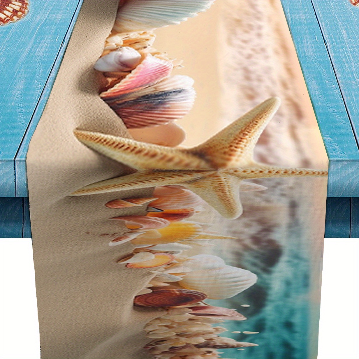Summer Table Runner Watercolor Starfish Ocean Tablecloth Kitchen Dining Table  Linen Rustic Dresser Scarf For Indoor Outdoor Home Decor Wedding Holidays  Party - Temu