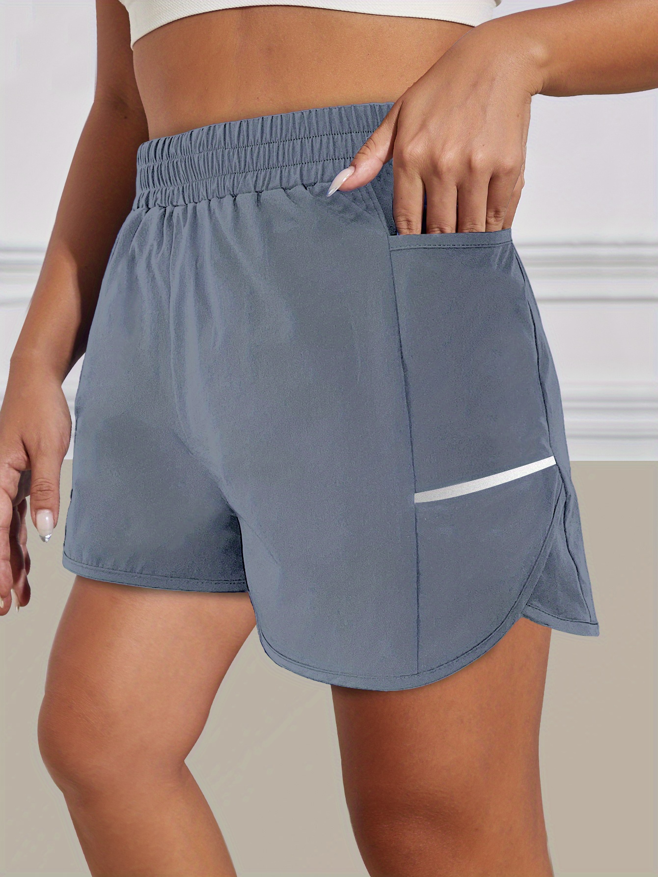 Women's Sports Shorts Phone Pocket Elastic Waist Quick - Temu