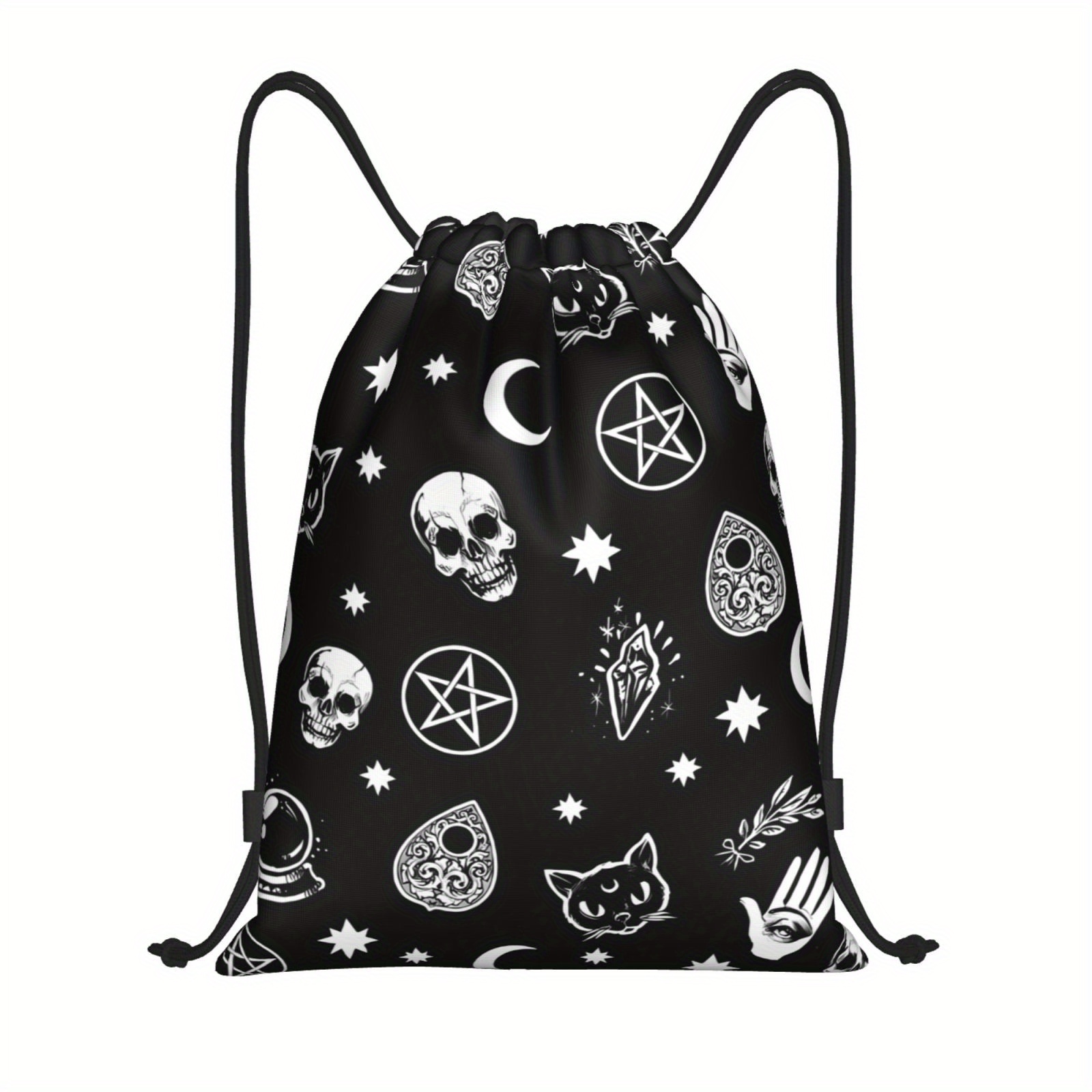 PREMYO Drawstring Gym Bag Backpack Quote Print Skull Rucksack for