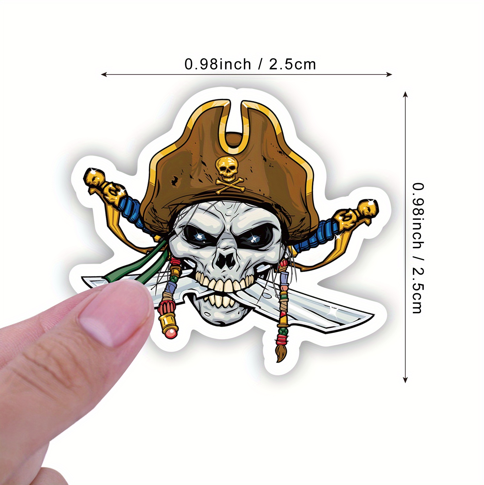 50pcs Pirate Stickers for Kids Teens Adults, Funny Pirate Crossbones Stickers, Cartoon Pirate Party Decorations Stickers for Laptops Water Bottles