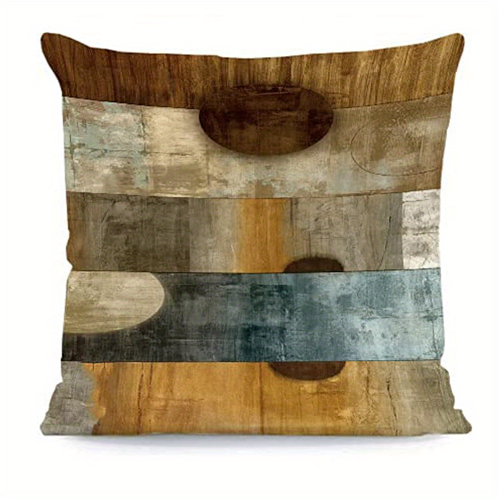 Brown Primitive Print Throw Pillow Covers, 18x18