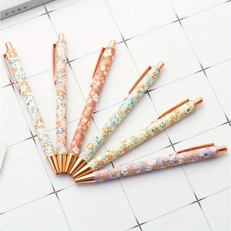 TEMU 6 penne a in metallo con fiori, penne eleganti e per donne, penne retrattili in metallo con , penne con fiori per scrivere e tenere un , regali
