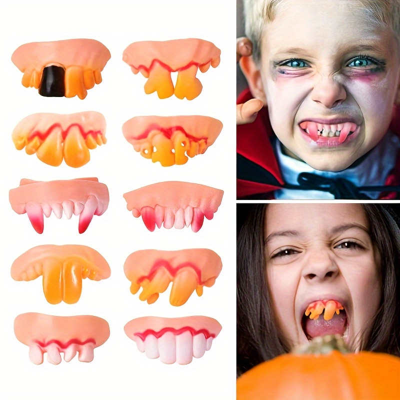 14pcs Vampire Teeth, Werewolf Zombie Teeth, Halloween Zombie Teeth Plastic  Vampire Halloween Party Costumes Adult Teen Cosplay Props