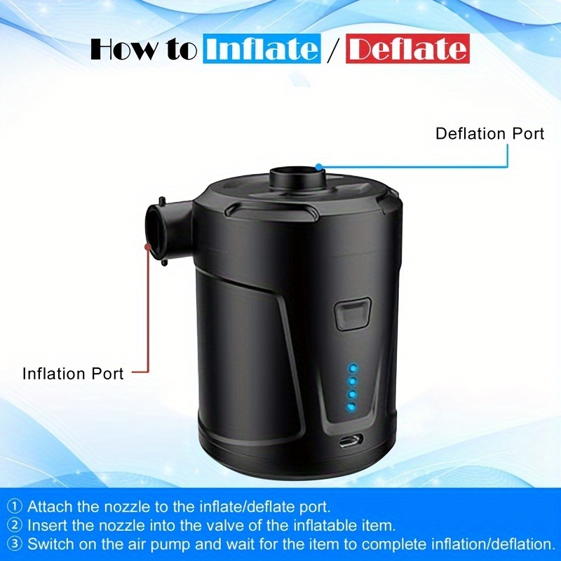 1 Uds Bomba Inflable Eléctrica Doble Propósito Exteriores, Colchón Aire  Portátil Inalámbrico Cama Piscina Anillo Natación Bomba Aire Indicador  Doméstico - Hogar Cocina - Temu Chile