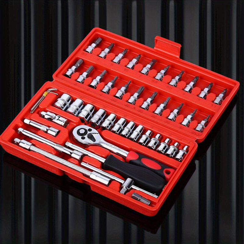 Voiture moto avec outils de portefeuille matérielle Set de clé à cliquet  Kit de réparation automatique 32/37/53 PCS Socket Krench Set Réparation