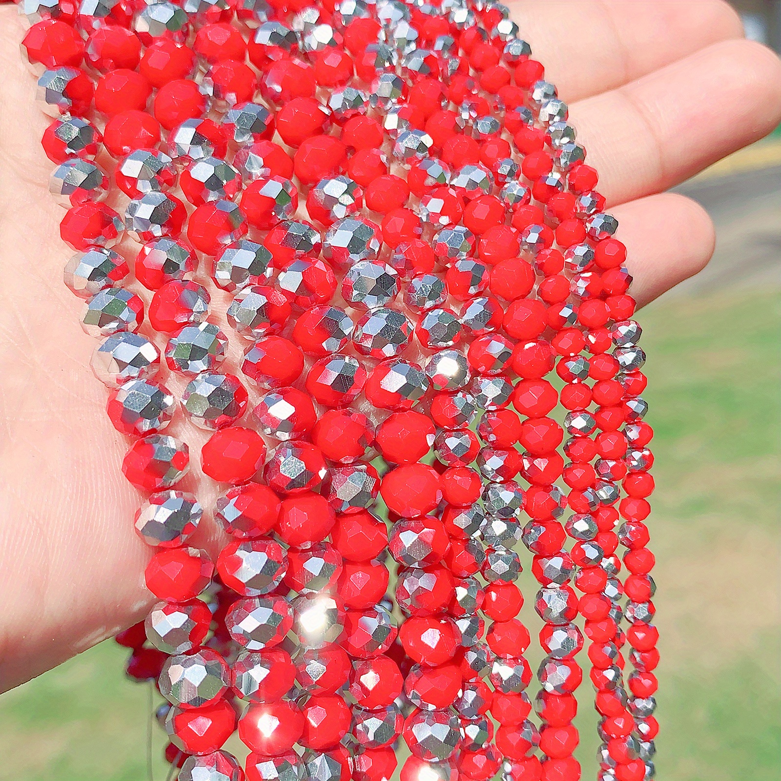 High Quality Red Plated White Crystal Beads Diy Bracelet - Temu