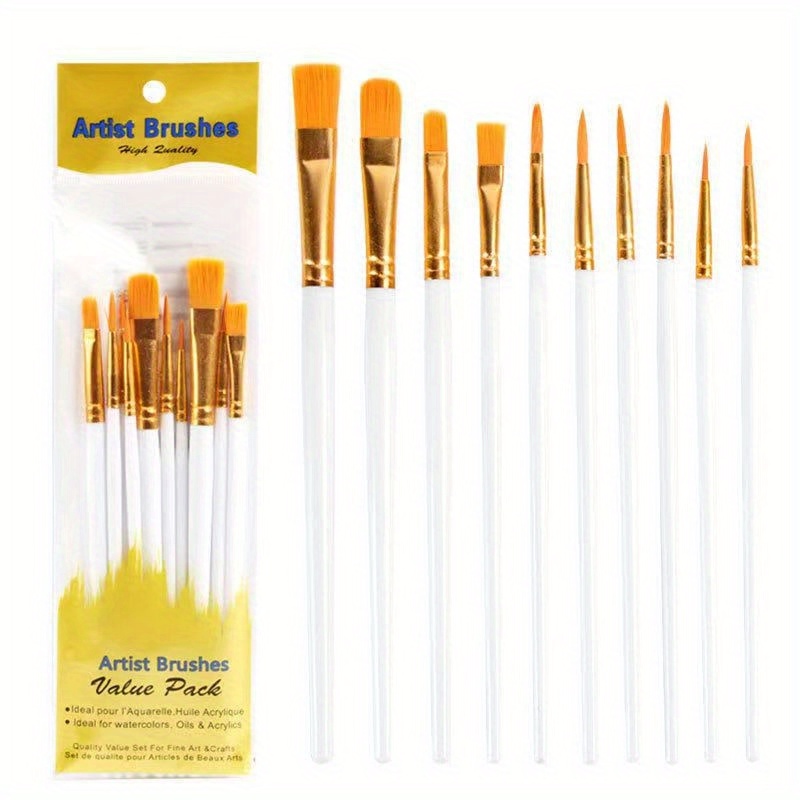 13 Filbert Paint Brush Set Acrylic Oil Drawing Fine Art Supplies