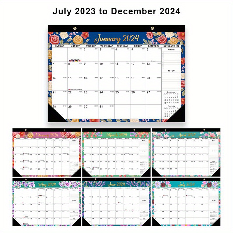 Organiser dit liv med denne kalender med dobbelt anvendelse: juli 2023 - december 2024, 17 x 12 