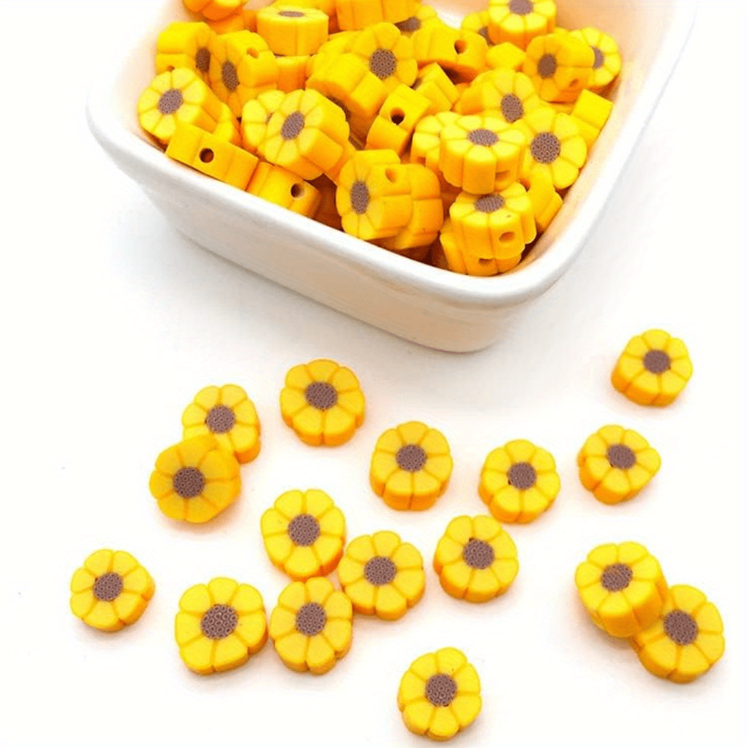 Polymer Clay Beads Yellow Sunflower Space Beads Diy Earrings - Temu