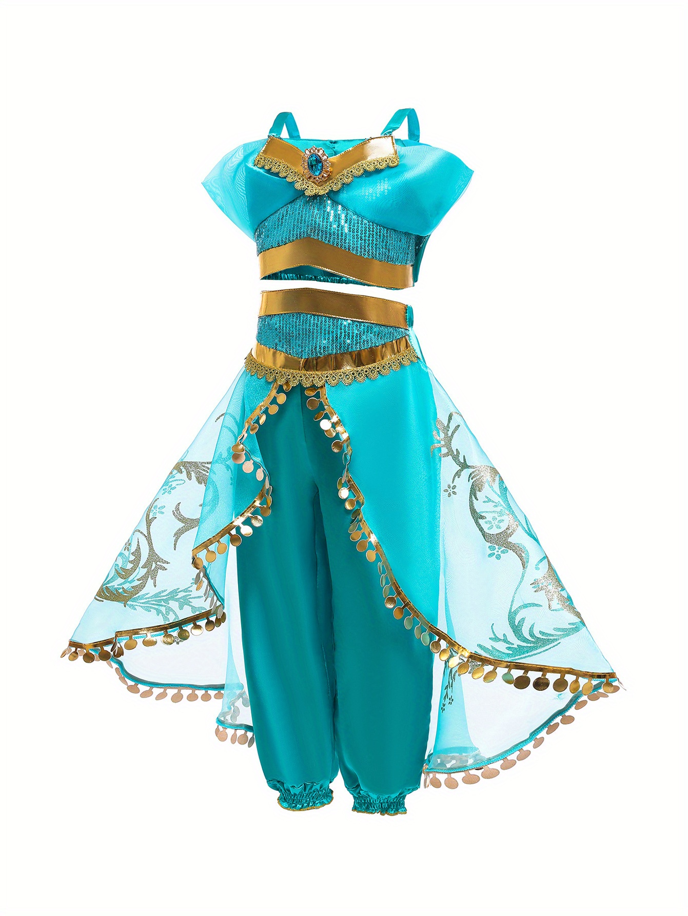 Girls Shiny Top Cosplay Style Long Lace Pant Set Girls Temu