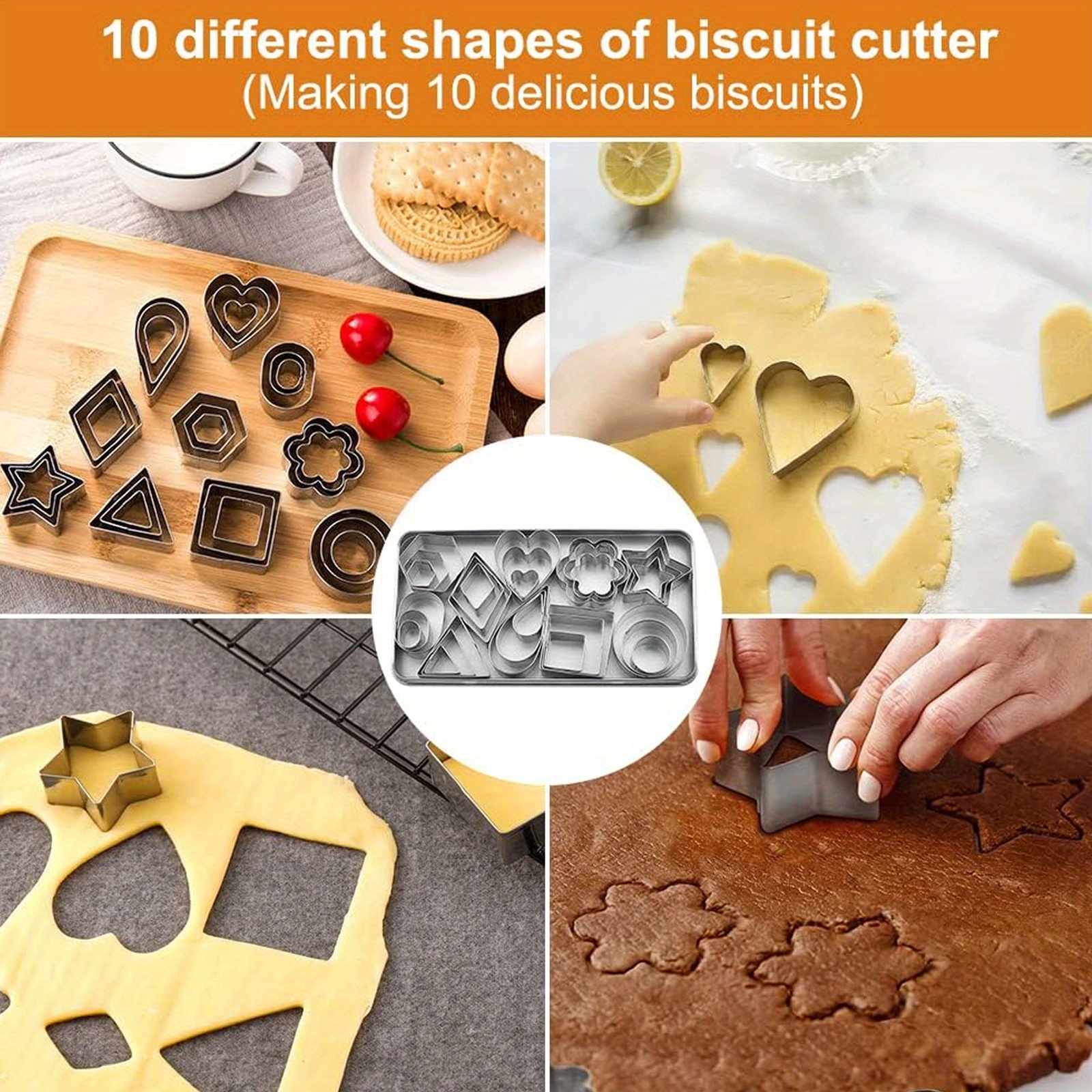 Mini shaped biscuit cutters Sets 24pcs Metal Dough Cutters Flower Star  Heart Round Geometric Shapes Cutters for Kids Use for  Cookies,Biscuit,Pastry